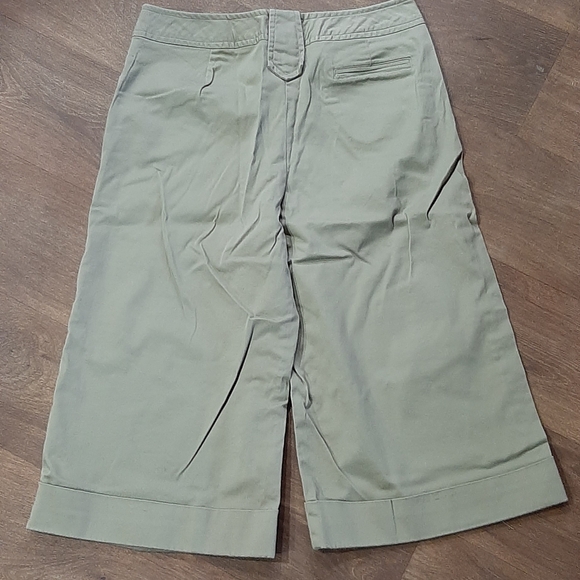 Larry Levine Woman's Stretch Khaki Green Capri Wide Leg Size 10 Cotton Blend - Picture 3 of 6
